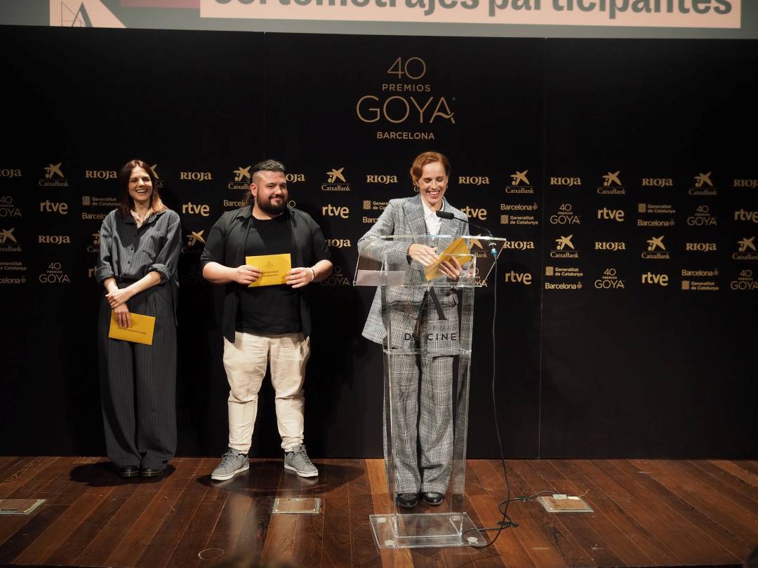 Los presentadores leen los nominados a los goya en cortometrajes para 2026