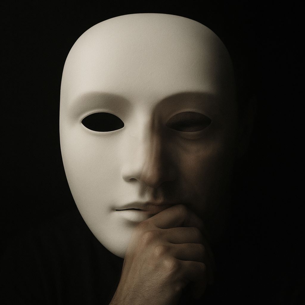 Máscara blanca sobre fondo negro