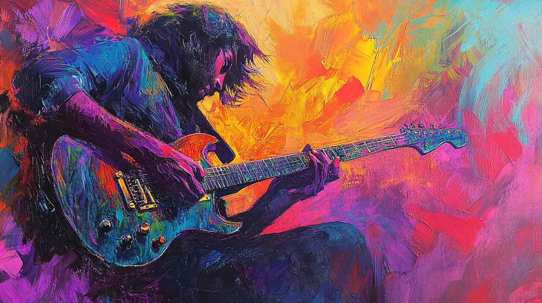 Cuadro representando a un músico con guitarra eléctrica