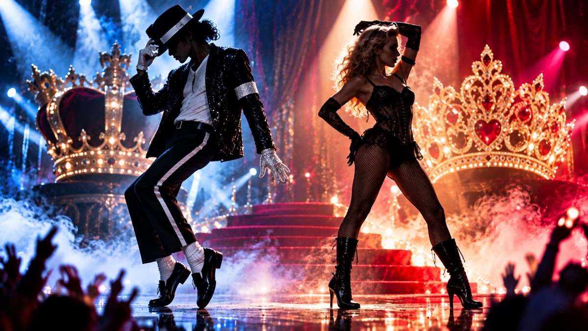 El Rey y la Reina del Pop. Imagen IA.