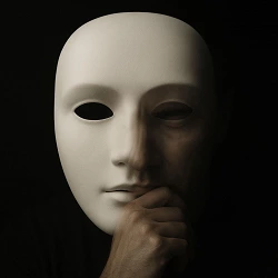 Máscara blanca sobre fondo negro