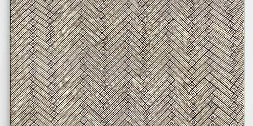 arte Iskonawa Sin título, 2026. Tintes naturales sobre algodón, 142 x 139 cm