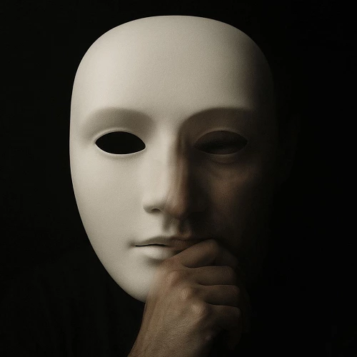 Máscara blanca sobre fondo negro