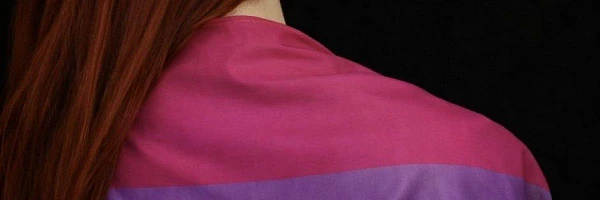 Fotografía Feminista. Mujer de espaldas con bandera de bisexual